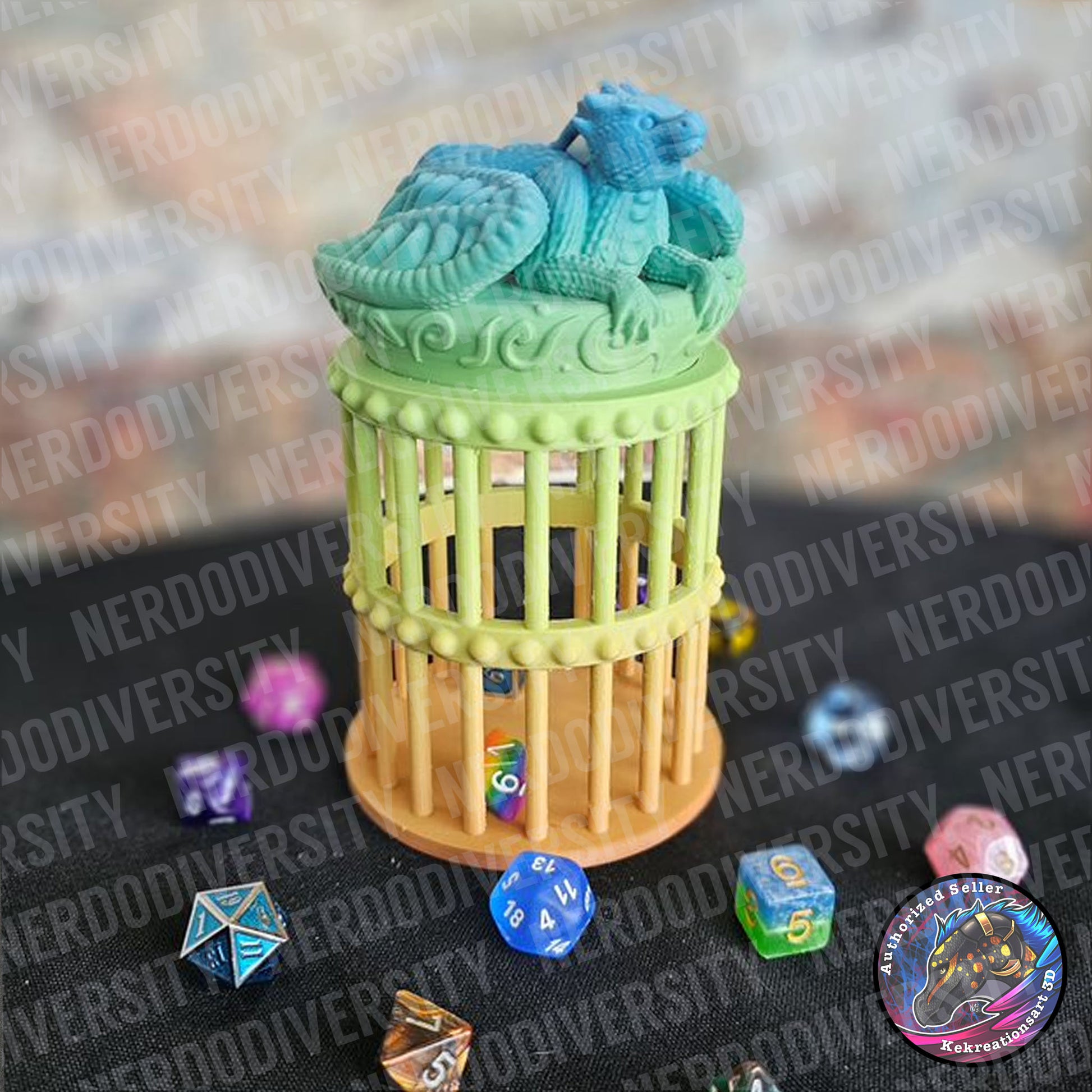 Dragon-topped Dice Prison - Rainbow