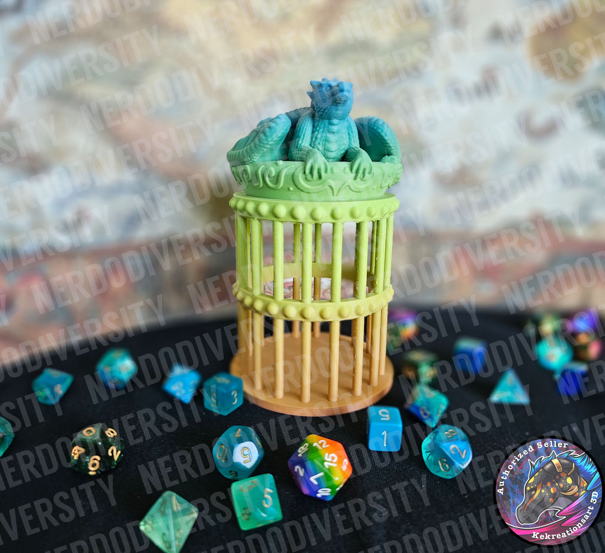 Dragon-topped Dice Prison - Rainbow