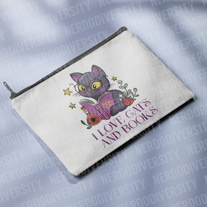 "I Love Cats & Books" Zipper Pouch