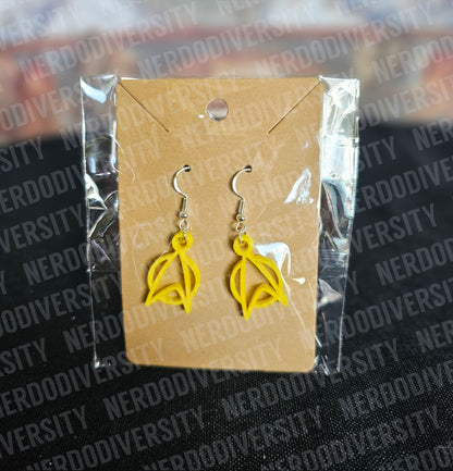 Delta Insignia Earrings, Yellow with Sterling Silver, Nickel-Free Hooks