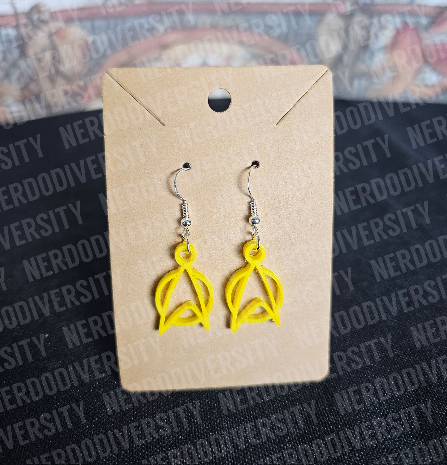 Delta Insignia Earrings, Yellow with Sterling Silver, Nickel-Free Hooks