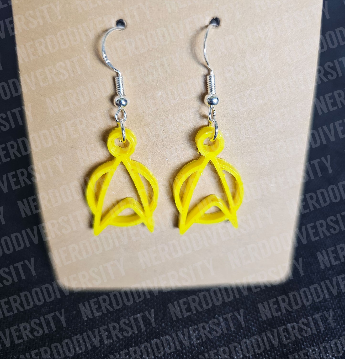 Delta Insignia Earrings, Yellow with Sterling Silver, Nickel-Free Hooks