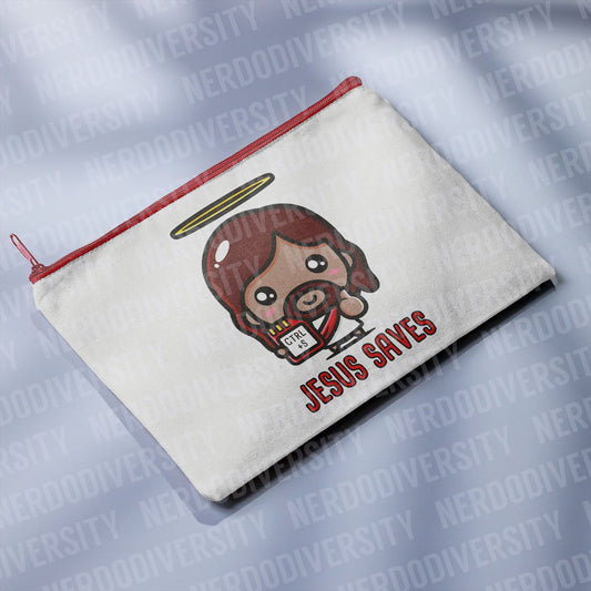 "Jesus Saves with CTRL+S" Zipper Pouch