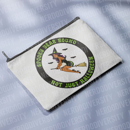 "Spooky Year Round Not Just Halloween Pinup (Green)" Zipper Pouch