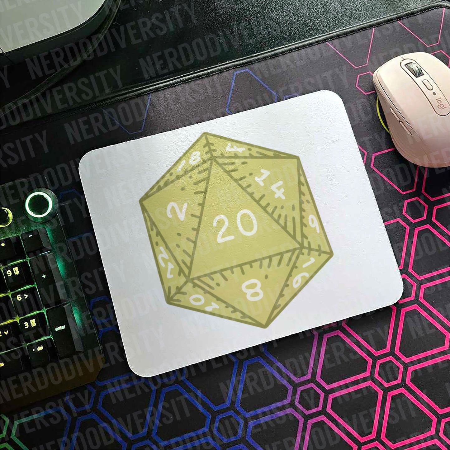 "D20 (Yellow)" Mouse Pad