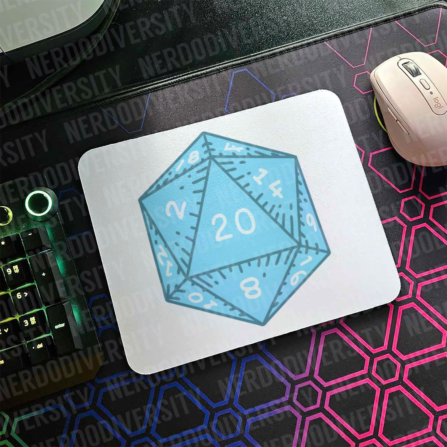 "D20 (Aqua)" Mouse Pad