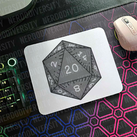 "D20 (Black)" Mouse Pad