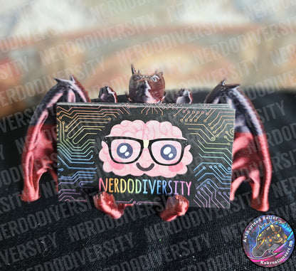 Helpful Dragon - Blood (holding Nerdodiversity business cards)