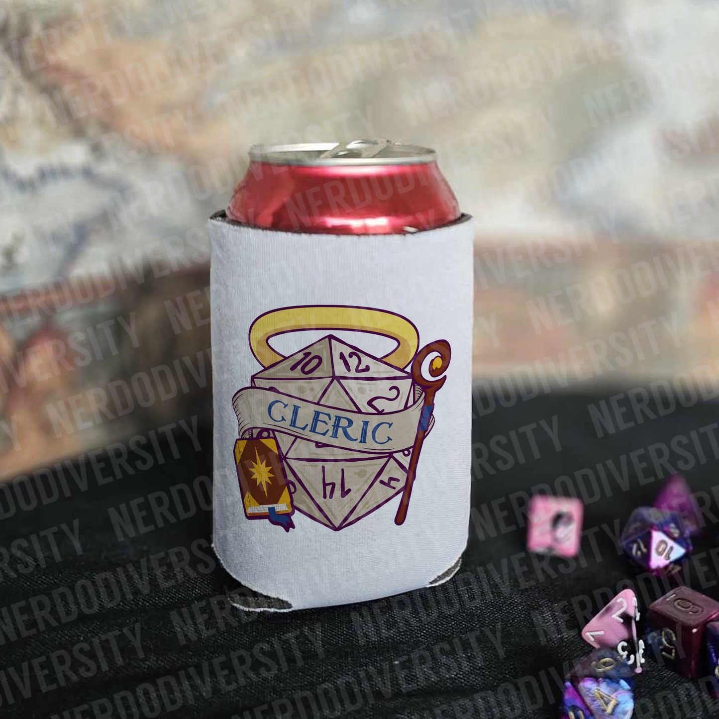 "Classy Dice - Cleric" Can Cooler