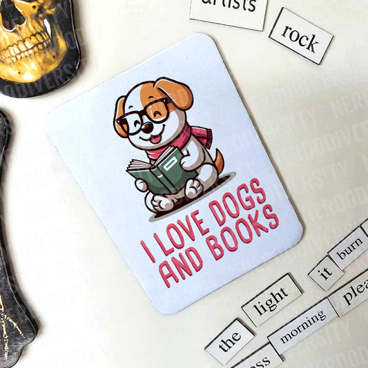 "I Love Dogs & Books" Magnet