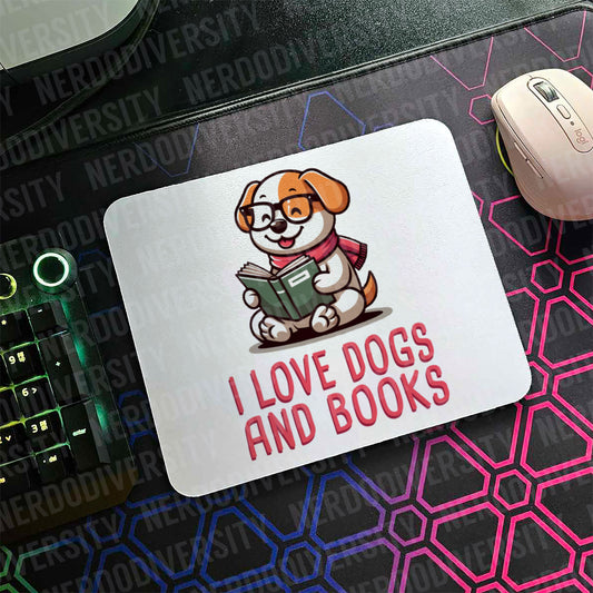 "I Love Dogs & Books" Mouse Pad