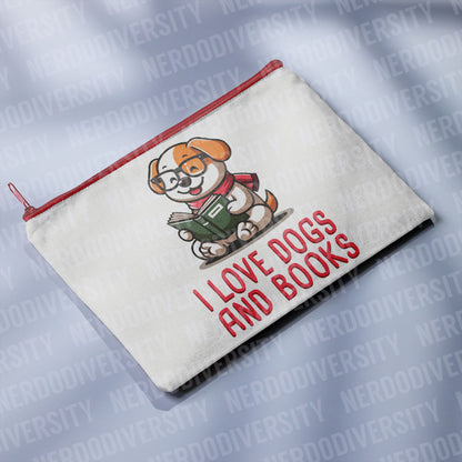 "I Love Dogs & Books" Zipper Pouch