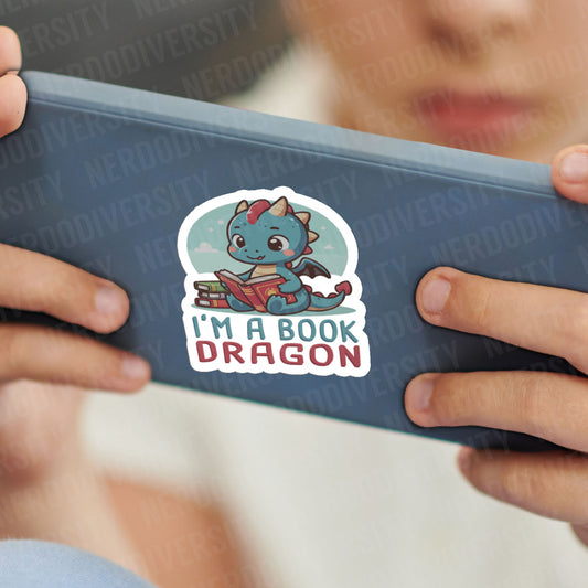 "I'm a Book Dragon" Sticker