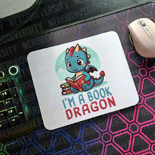 "I'm a Book Dragon" Mouse Pad