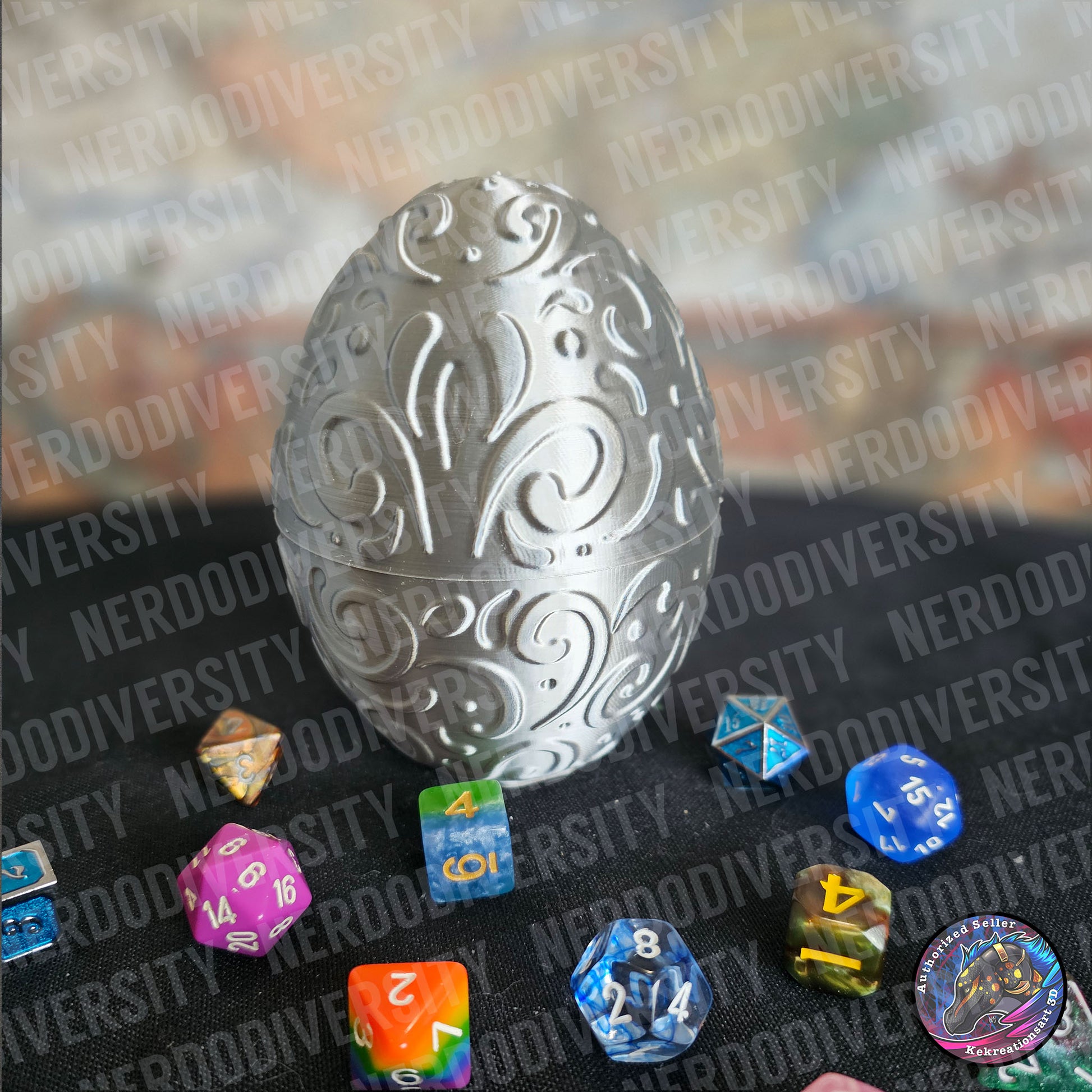 Dragon Egg Container - Large, Silver