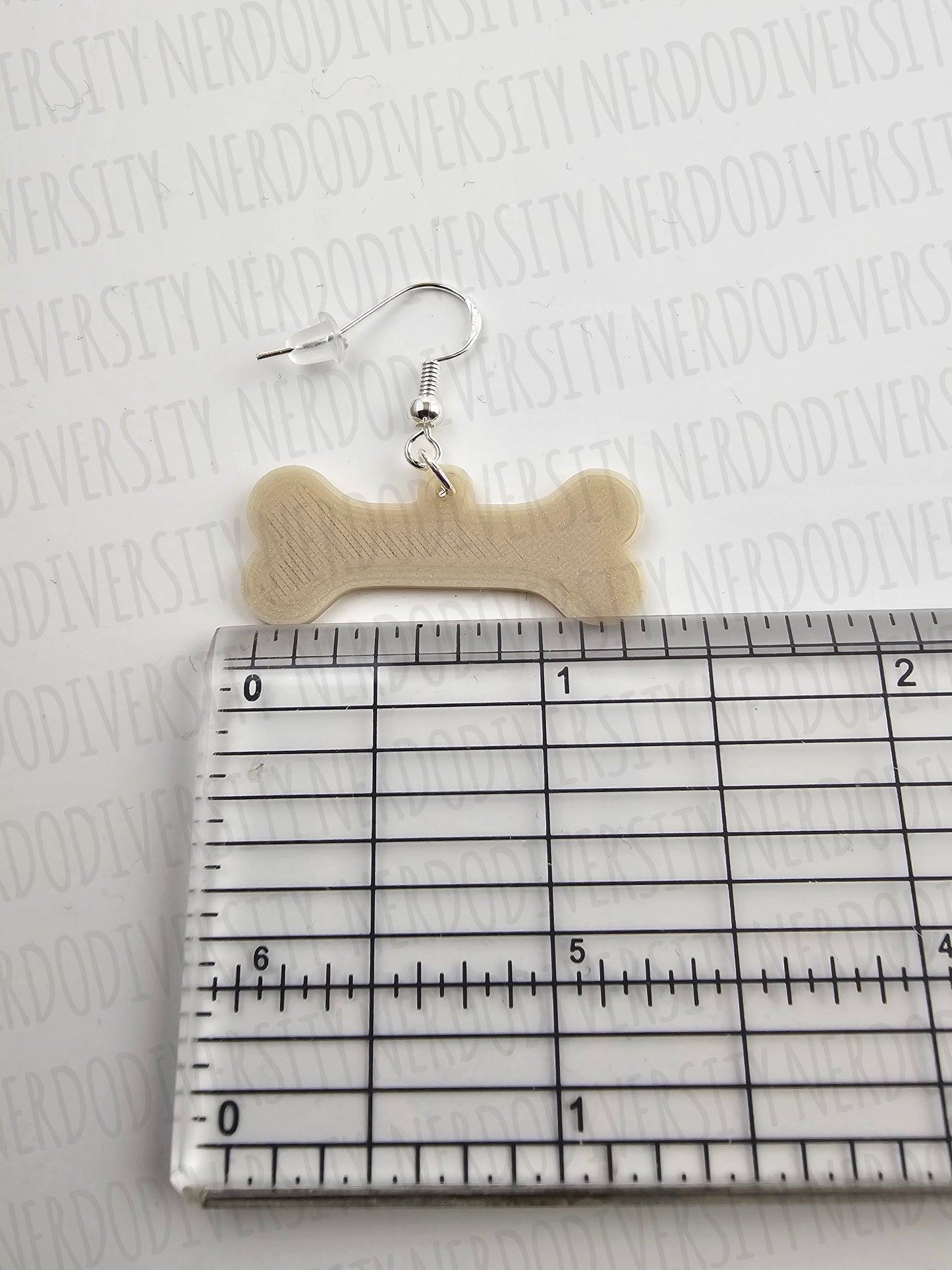 Dog Bone Earrings, Bone White with Sterling Silver, Nickel-Free Hooks